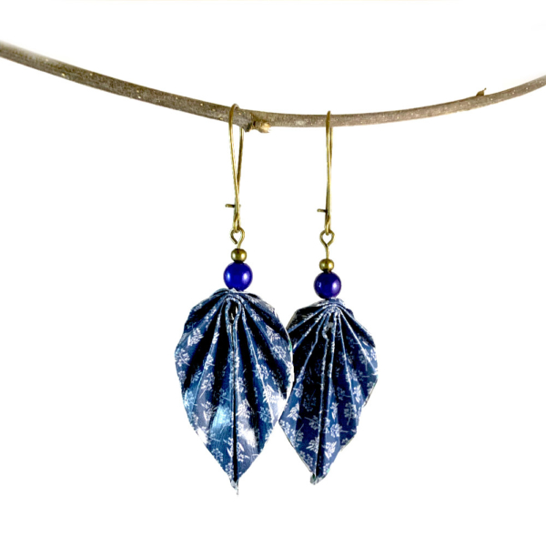 Boucles d'oreilles origami feuille - Emmanuelle
