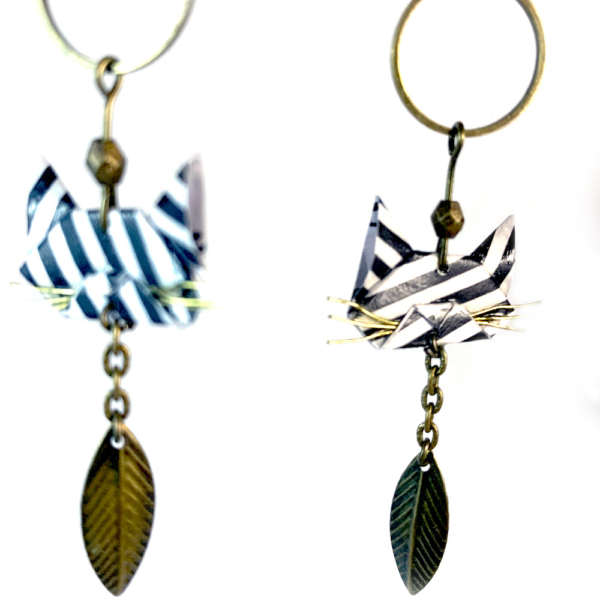 Boucles d'oreilles pendantes origami chat - Miaou – Image 4