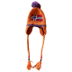Bonnet péruvien orange taille unique avec pompon violet et motif norvégien